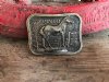 James Lind Wyoming Art Studio Works Brass Pinto Horse Belt Buckle - 1975 - from DustyMillerAntiques