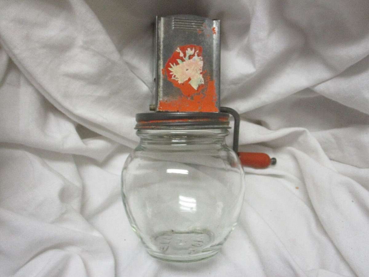 Vintage Nut Chopper Glass Jar