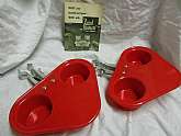 Vintage very rare card partners plastic corner trays clamp on leg of card table. 2 in one box. Original instructions included. The corner trays have a place for 2 drinks and a ashtray.Clamps on round or square legsIn original factory box never used.Bo