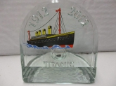 Titanic Ship 1912-2012 Solid Glass Bookend with a Piece of Coal Inside The Glass Display Collectible