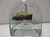 Titanic coal in solid glass display bookend. New old and rare.