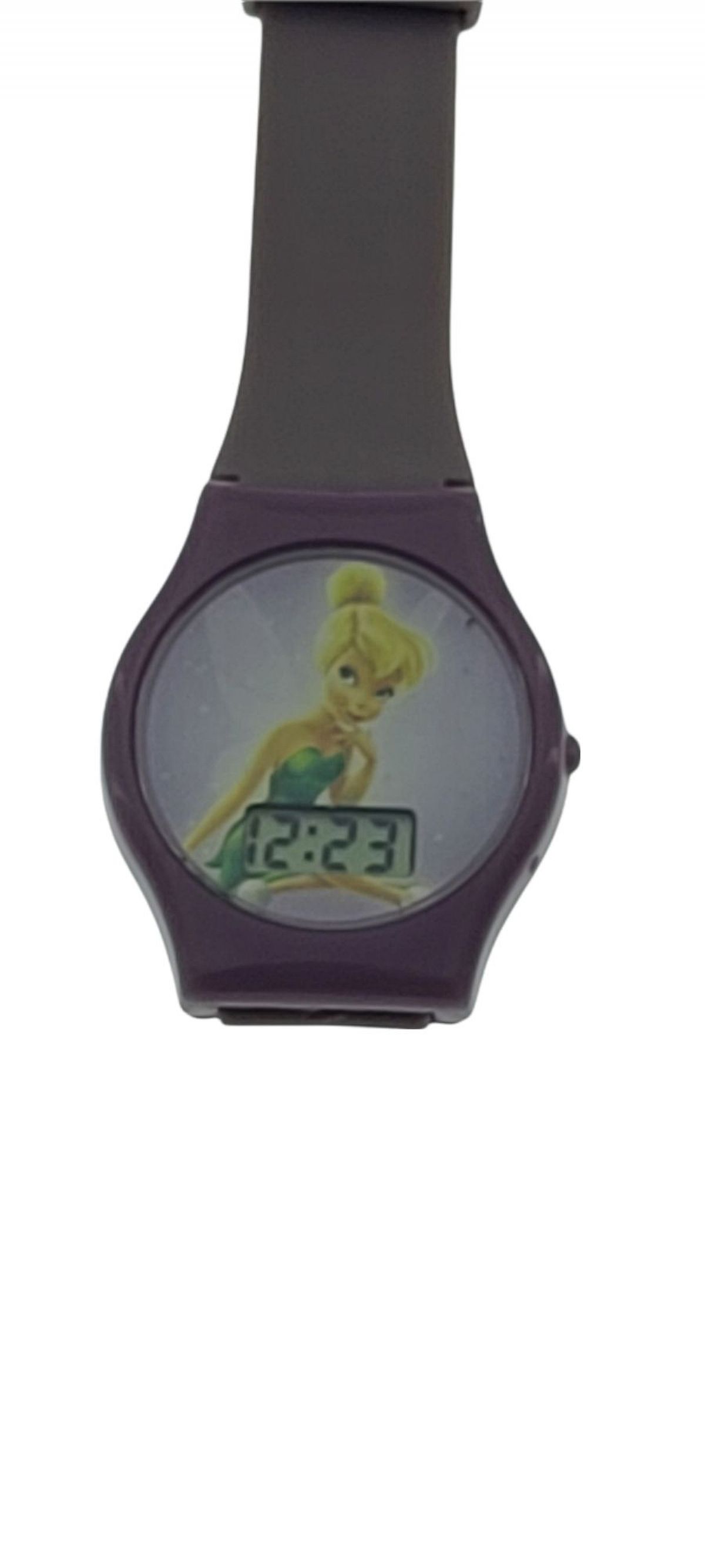 DISNEY classic Tinkerbell watch Black band, silver tone case with heart  Charm | eBay