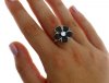 New 925 Sterling Silver Polished Fashion Jewelry Flower Ring Black & White CZ