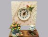 NWT Vintage A. Richesco 3D Floral Books and Teacup Table Clock 