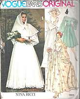 "Vogue Paris Original - Nina Ricci - #1363" - Size 12  Label IncludedMisses' Bridal Dress, Bridesmaid, Belt, Slip and ScarfA wonderful design by Nina Ricci in 1975.  Floor, ankle, or three inches below mid-knee length dress with fitted bodic