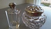 Sterling silver perfume bottle & women dresser jar with a sterling silver cap.