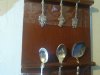 Souvenir spoons and holder