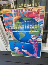 What a wonderful find. And message that is still as relevant today. Large colorful Peter Max psychedelic tribute to Earth Day's 25th anniversary. In wonderful condition. Limited amount produced for this one event. 24" x 36" framed.