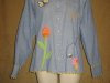 Vintage 70s Embroidered Decorated Chambray Shirt M