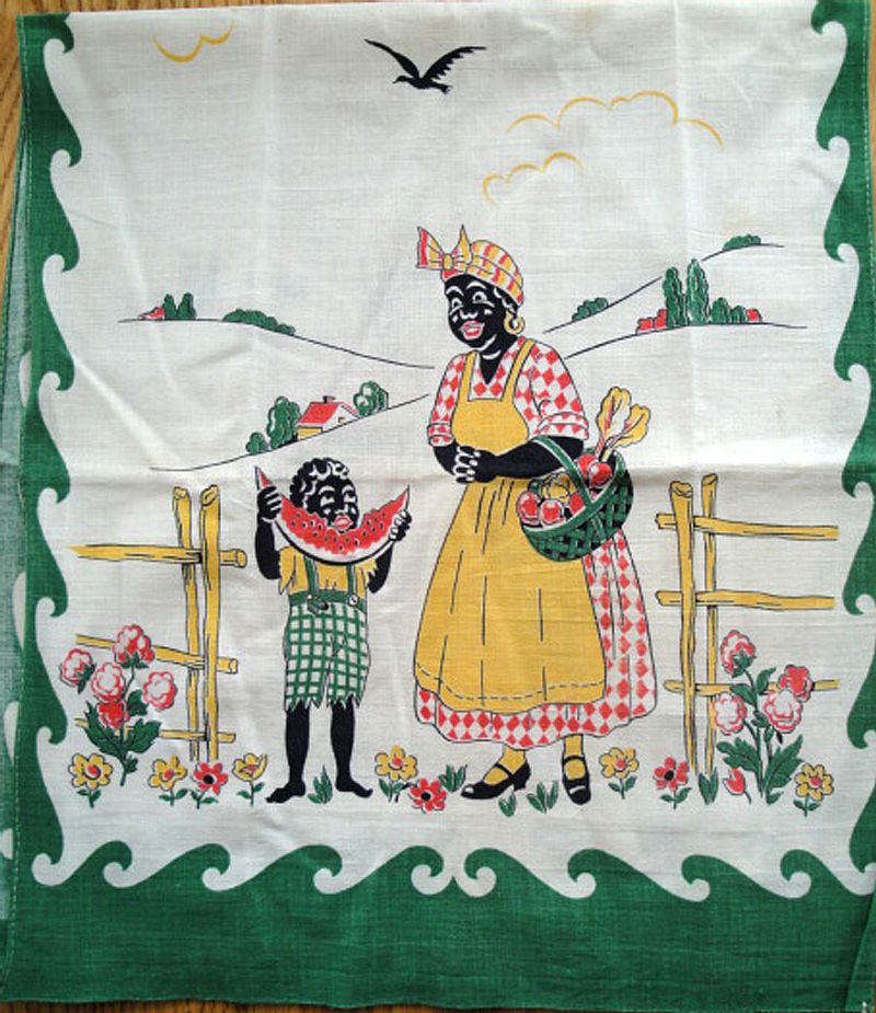 Rare green color linen dish towel