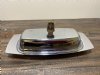 Kromex Chrome Butter Dish Finial Topped Covered Tray