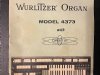 Wurlitzer Organ Owner's Manual Model 4373 With Orbit III Synthesizer 1971 Vtg.
