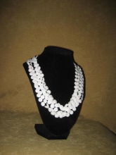 Sixties Triple Strand White Necklace Lucite Plastic 