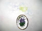 Fifties Reverse Carved Brooch Pin Violets