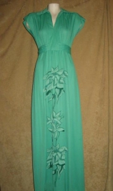 Seventies Maxi Dress Mint Green Polyester