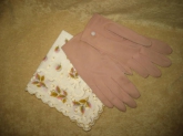 Fifties Gloves & Leaf Pattern Hankie Set