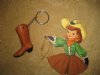 Vintage 70s Leather Boot Keyring Mirror Charm