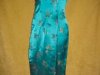 Vintage 50s Cheongsam Dress Turquoise Satin XS