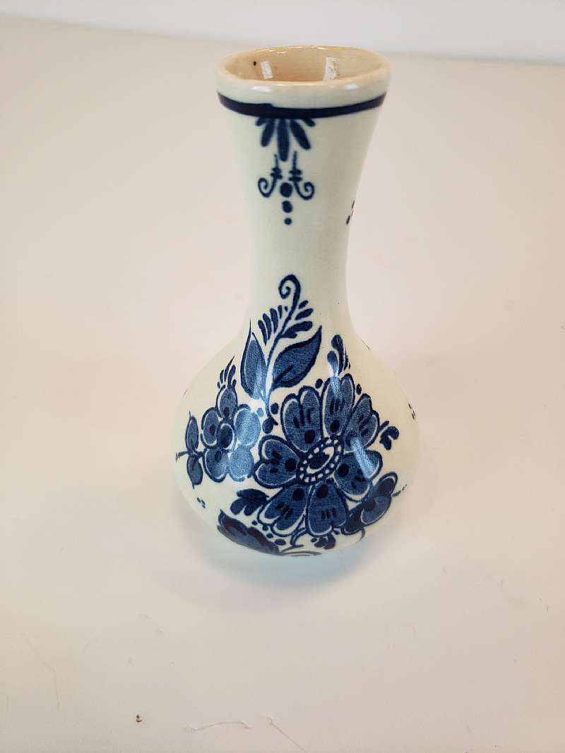 Vintage Blue White Mini Vase Holland Blauw Delfts Miniature Small