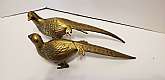 Pair Vintage Pheasants Brass Statue Sculpture Jeweled Eyes ArtMeasures 4.5"W  x 13"HHeavy tarnish, and small hole on the side of one of birds (see pic)Otherwise in good conditionThank You