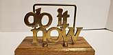 Vintage Motivational Saying Desk Accessory, "do it now" Letter Holder.* Brass and Wood* Measures 8.5"L x 5.5"W x 4"D * In good conditionThank You