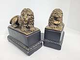Antique Lion Bookends Black & Gold Chalk Sculpture Big Cat Statues Book Holders Office Desk Bookshelf Library Rustic Décor Over the years people have adorn there doorways with these iconic lions as a symbol of protection and prestige.Mea