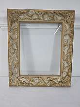 Vintage Cream Color Polychrome Wood Picture Frame Wall Art Photo Holder  In good condition with minor wear, cracks and scratchesHolds a picture 13"H x 11"W, fame is 10"H x 8"W, includes the glassThank You
