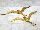 Pair of Brass Mid Century Metal Wall Art Seagulls in Flight
