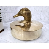 Beautiful brass duck head lidded dish, great for the hunter or decor for man cave, cabin, lodge 