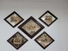 Art Decor Wood Picture Frames Triangle Diamond Shape Crackle Glass Mirror 5 Frame Set Matted Wall Hanging Art Grouping