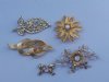 CM Lent Fashion Brooch and Flowers Pin Lot, Vtg