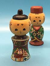 Wooden Vintage Kokeshi Doll Salt & Pepper ShakersThese wooden salt and pepper shakers are in excellent condition. No issues whatsoever. I don’t think they have ever been used.There is no provenance on them but I did acquire them