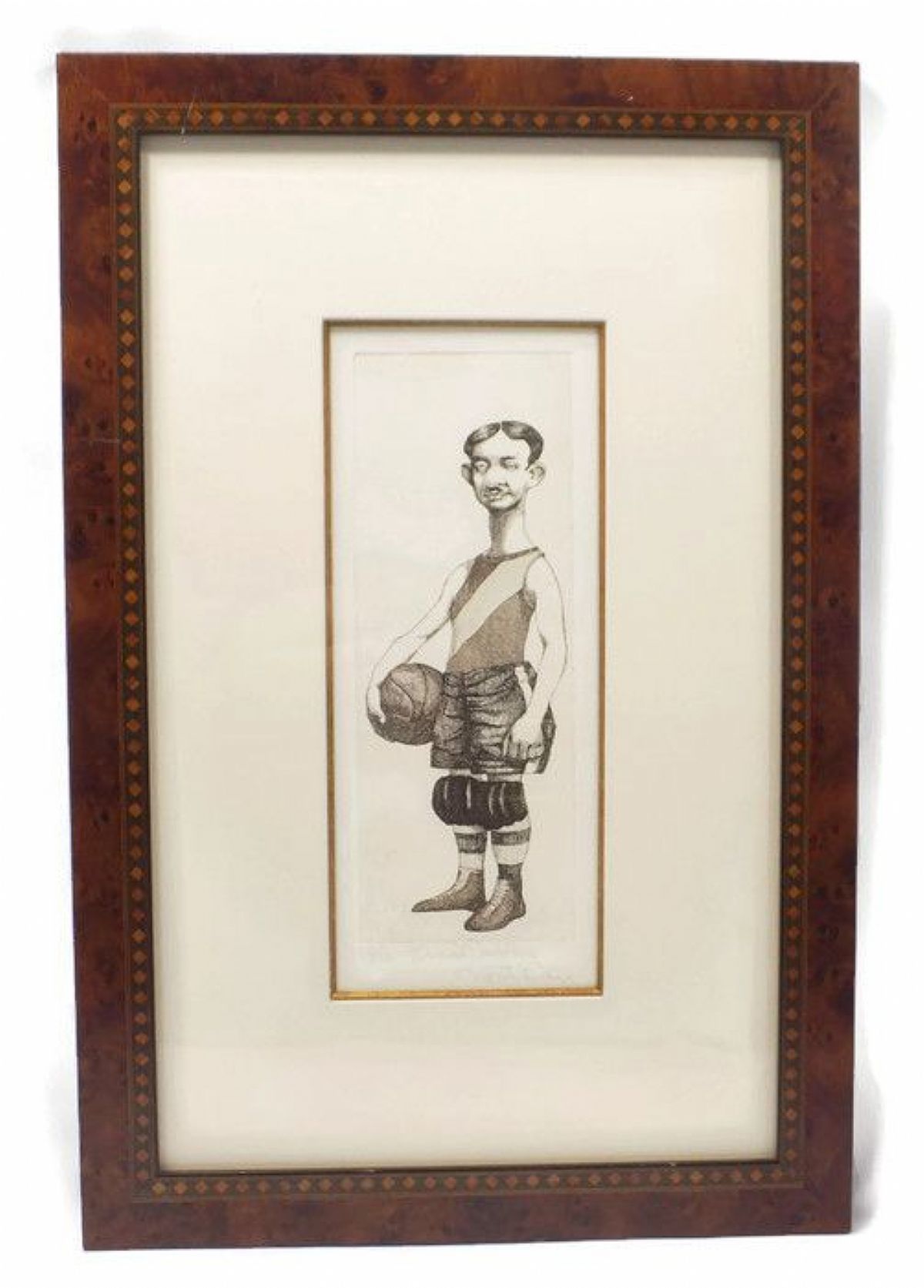 This is a limited edition print of an original drawing by Charles Bragg (1931-2017) entitled "Ernest Dribbler," a wonderful play on words by an artist with a renowned sense of humor.