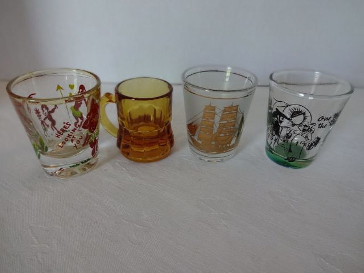 Set of Unique Barware Vintage Shot Glasses Cups