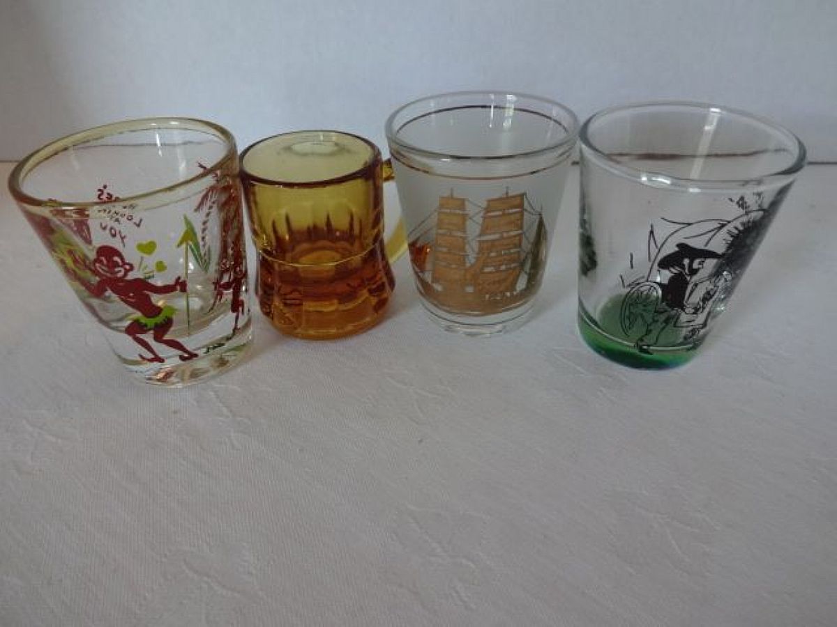 Set of Unique Barware Vintage Shot Glasses Cups