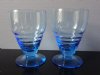 Blue Pair of Vintage Footed Sherry Glasses