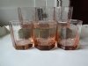 Pink Glass Vintage Libbey Facets Octagon Cocktail Rocks Glasses