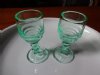 Set of Green Pedestal Vintage Shot Glasses