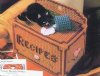 Vintage Plastic Canvas Pattern:  Kitty Cat and Spilled Milk Recipe Box