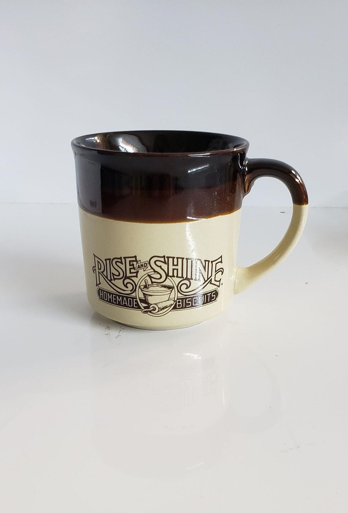   2 toned brown ceramic coffee mug Hardees 1980