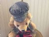 Vintage teddy bear table Lamp Engineer Conductor Toy train Brown Plush Bear boys girls toddler baby lighting light nursery baby shower gift