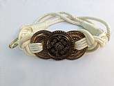 White Braided Belt with Faux Metal Medallions