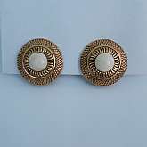 Gold and White Clip On Earrings