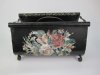 Floral Tole Metal Magazine Holder ~ Black with Flowers ~ Hand Painted Magazine Book Storage 