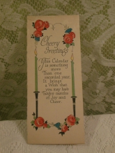 Pretty antique greeting / calendar card for 1925  -  "Cheery Greetings wishing you twelve months of joy & cheer"
