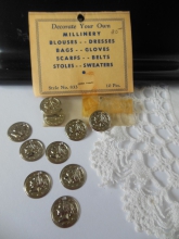 came from estate of a seamstress  -  new old stock - stock card intact, cellophane wrapper ripped but all 10 coins / pieces retained