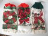 vintage Christmas holiday Lot of 3 hand towels crocheted button tops to hang