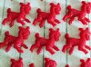6 Cute Vintage Red Plastic Sheep