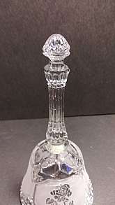 Vintage Etched Satin Frosted Glass Crystal Bell Rose PatternMeasures 8" high by 3 3/4" wide, with a glass clapper insideExcellent condition excellent condition no chips or cracks.�