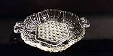 antique clear glass candy/nut dish with handles - Windsor and Bubble pattern7 1/4"X 6 1/4"X 1"Early American Pattern Glass! No chips, cracks or scratches.Very nice piece!